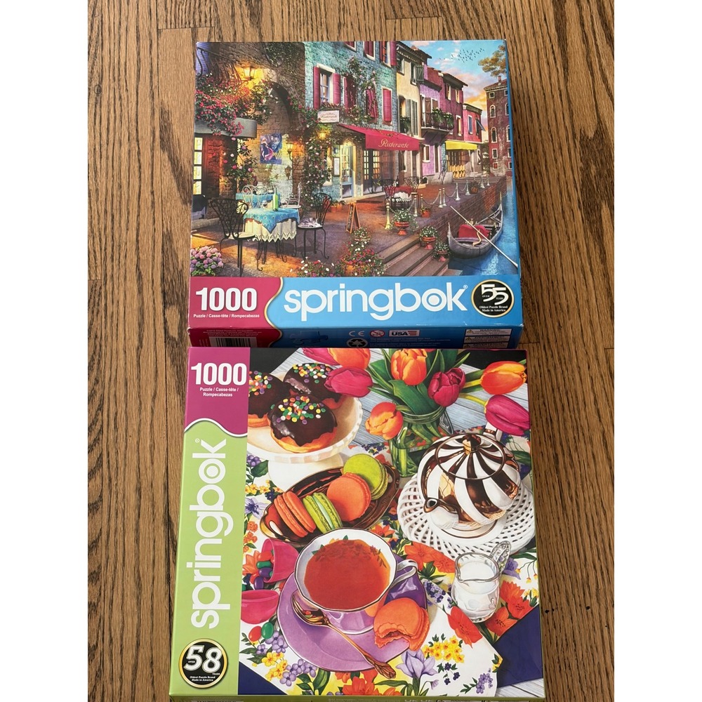 Springbok 1000 Piece Jigsaw Puzzles Lot of 2 Dolce Vita & Teatime Scenic Food
